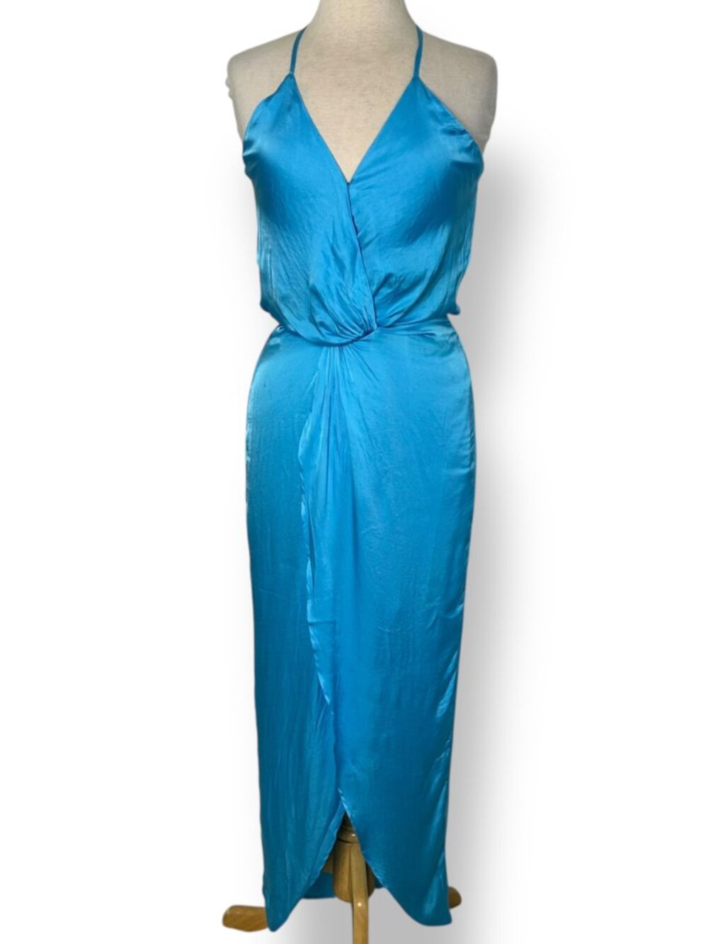 Young Fabulous Broke (YFB) Siren Slip Dress Halter Racer Back Teal Blue Sz XS - Picture 3 of 9
